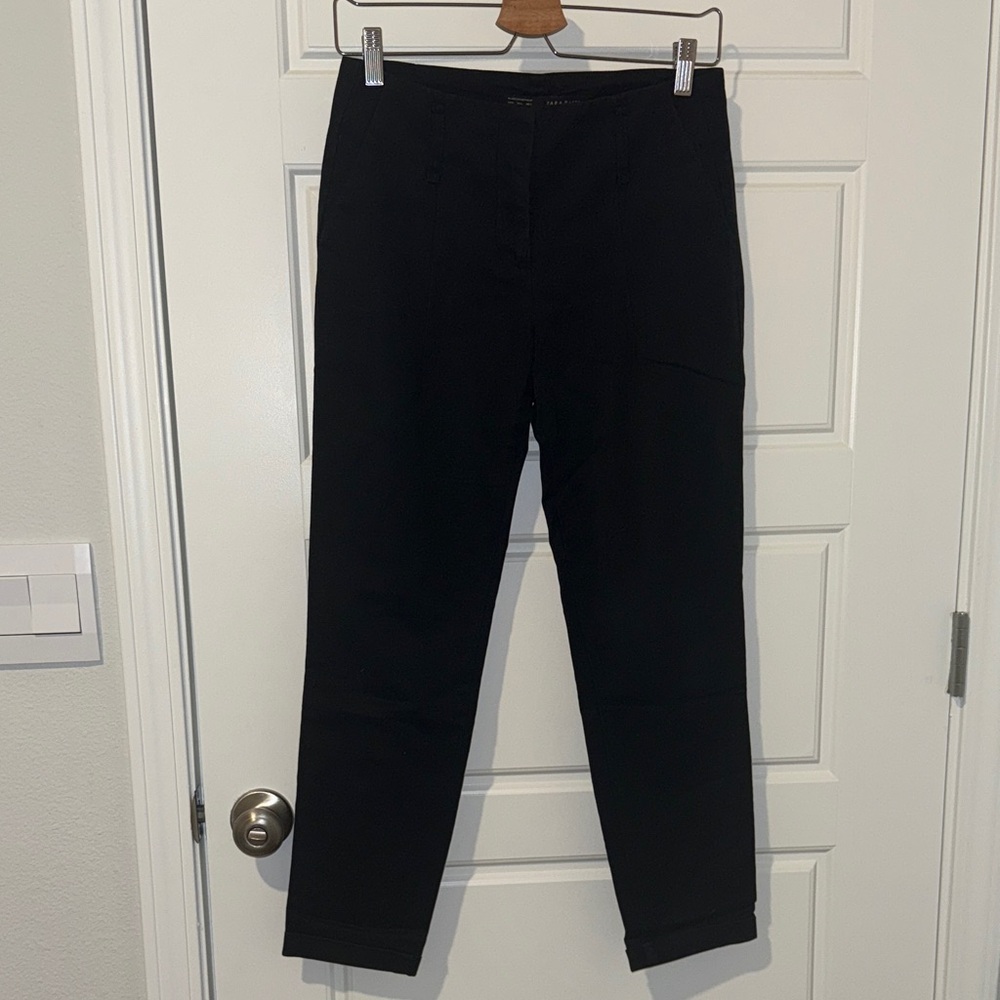 zara basic black skinny trousers size 2